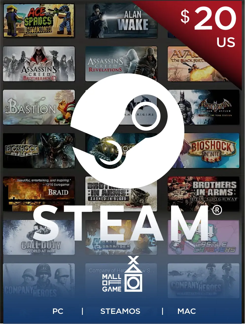 Steam Wallet Code USD20 (US)